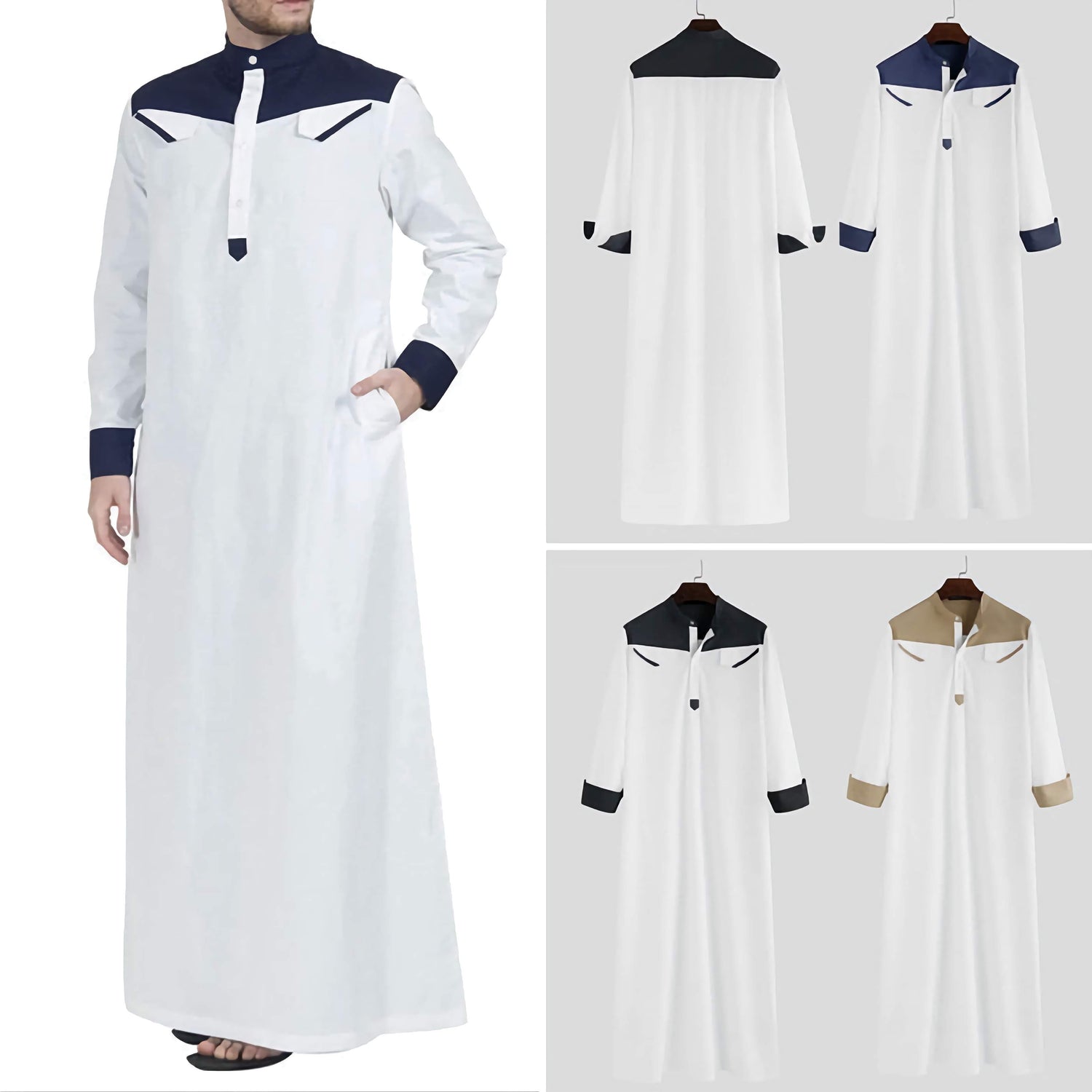 Muslim Men Clothing Kaftan Robes Eid Thobe Kurta Arab Turkish Dress