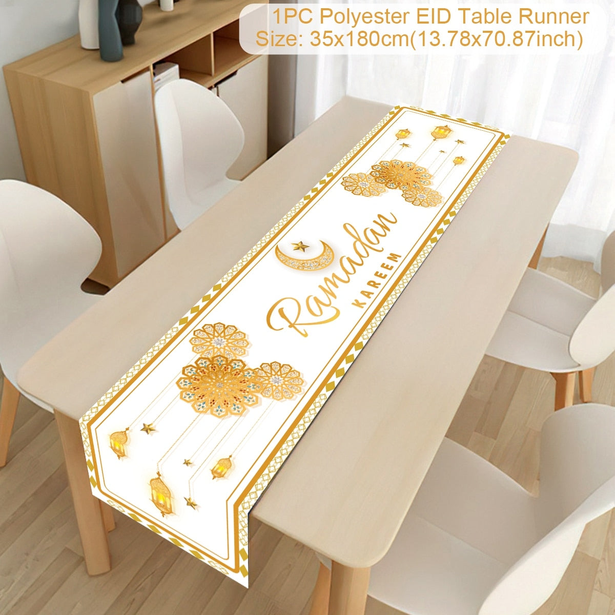 SPECIFICATIONSis_customized: NoOrigin: Mainland ChinaOccasion: Eid al-FitrMaterial: non-woven fabricsElectronic: NOCN: ZhejiangBrand Name: staraiseHome Tablecloth Ramadan Kareem Islamic Muslim Party Eid Al Adha Gifts 2023