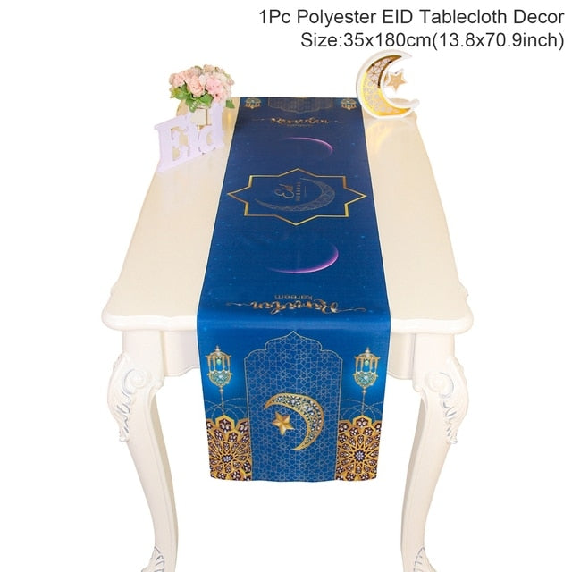 SPECIFICATIONSis_customized: NoOrigin: Mainland ChinaOccasion: Eid al-FitrMaterial: non-woven fabricsElectronic: NOCN: ZhejiangBrand Name: staraiseHome Tablecloth Ramadan Kareem Islamic Muslim Party Eid Al Adha Gifts 2023