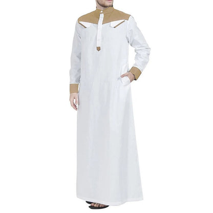 SPECIFICATIONSStyle: FashionOrigin: Mainland ChinaModel Number: RobesMaterial: PolyesterItem Type: Jubba ThobeDepartment Name: AdultCN: ZhejiangApplicable Season: FoMuslim Men Clothing Kaftan Robes Eid Thobe Kurta Arab Turkish Dress