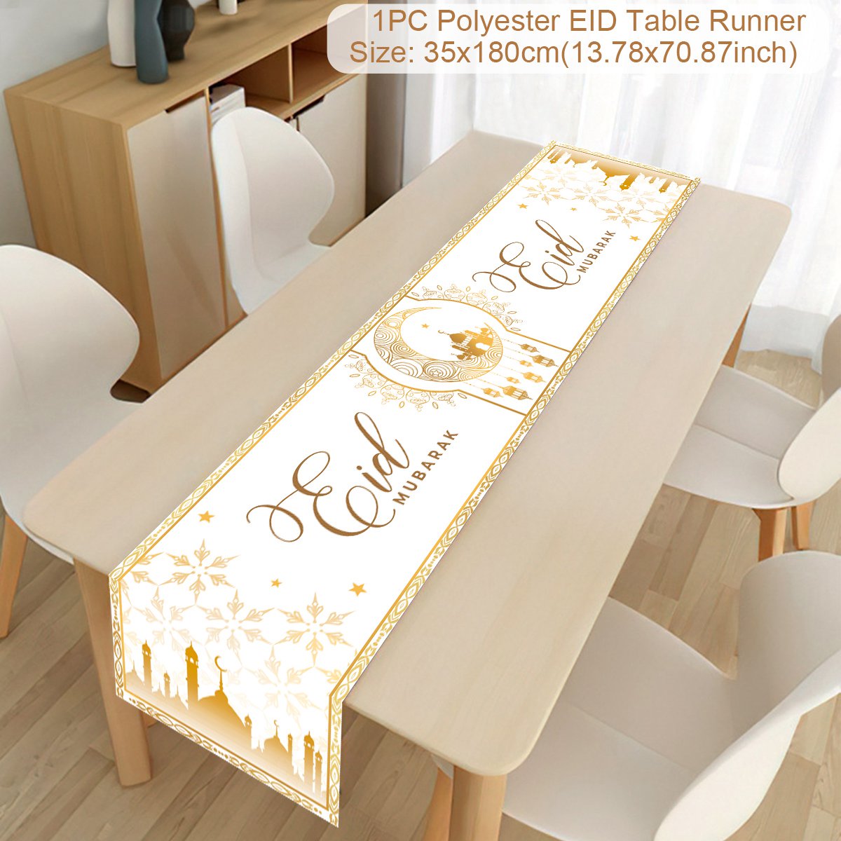 SPECIFICATIONSis_customized: NoOrigin: Mainland ChinaOccasion: Eid al-FitrMaterial: non-woven fabricsElectronic: NOCN: ZhejiangBrand Name: staraiseHome Tablecloth Ramadan Kareem Islamic Muslim Party Eid Al Adha Gifts 2023