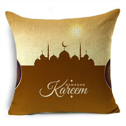 SPECIFICATIONSis_customized: YesUse: SeatUse: carUse: ChairUse: DecorativeTechnics: HANDMADEStyle: PlainShape: SquareSet Type: NOPattern Type: PrintPattern: PRINTEDOOMIO Ramadan Decoration Pillowcase EID Mubarak Decor