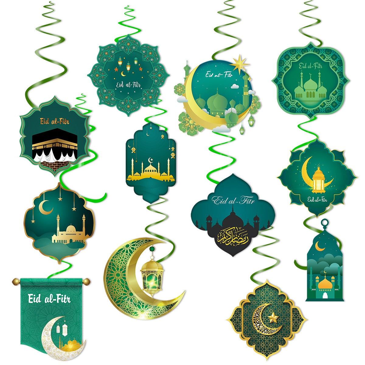 SPECIFICATIONSis_customized: NoPattern: ArchitecturePattern: LetterPattern: StarOrigin: Mainland ChinaOccasion: Eid al-FitrOccasion: PartyModel Number: newMaterial: Eid Al-fitr party Hanging Spiral Garland Eid Mubarak Swirls Pendant Islamic Muslim Festival Party Ramadan Kareem Decor