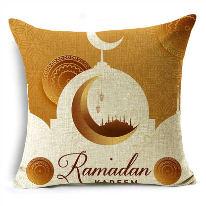 SPECIFICATIONSis_customized: YesUse: SeatUse: carUse: ChairUse: DecorativeTechnics: HANDMADEStyle: PlainShape: SquareSet Type: NOPattern Type: PrintPattern: PRINTEDOOMIO Ramadan Decoration Pillowcase EID Mubarak Decor