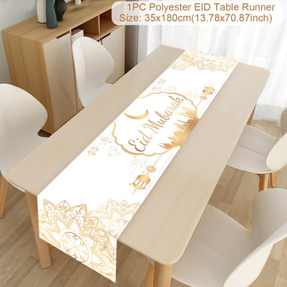 SPECIFICATIONSis_customized: NoOrigin: Mainland ChinaOccasion: Eid al-FitrMaterial: non-woven fabricsElectronic: NOCN: ZhejiangBrand Name: staraiseHome Tablecloth Ramadan Kareem Islamic Muslim Party Eid Al Adha Gifts 2023