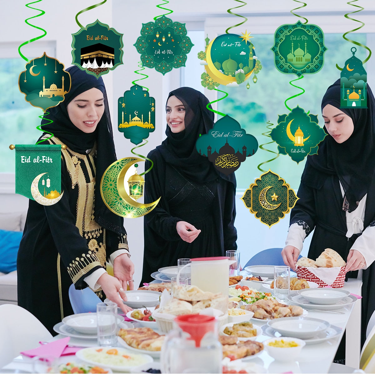 SPECIFICATIONSis_customized: NoPattern: ArchitecturePattern: LetterPattern: StarOrigin: Mainland ChinaOccasion: Eid al-FitrOccasion: PartyModel Number: newMaterial: Eid Al-fitr party Hanging Spiral Garland Eid Mubarak Swirls Pendant Islamic Muslim Festival Party Ramadan Kareem Decor