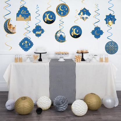 SPECIFICATIONSis_customized: NoPattern: ArchitecturePattern: LetterPattern: StarOrigin: Mainland ChinaOccasion: Eid al-FitrOccasion: PartyModel Number: newMaterial: Eid Al-fitr party Hanging Spiral Garland Eid Mubarak Swirls Pendant Islamic Muslim Festival Party Ramadan Kareem Decor