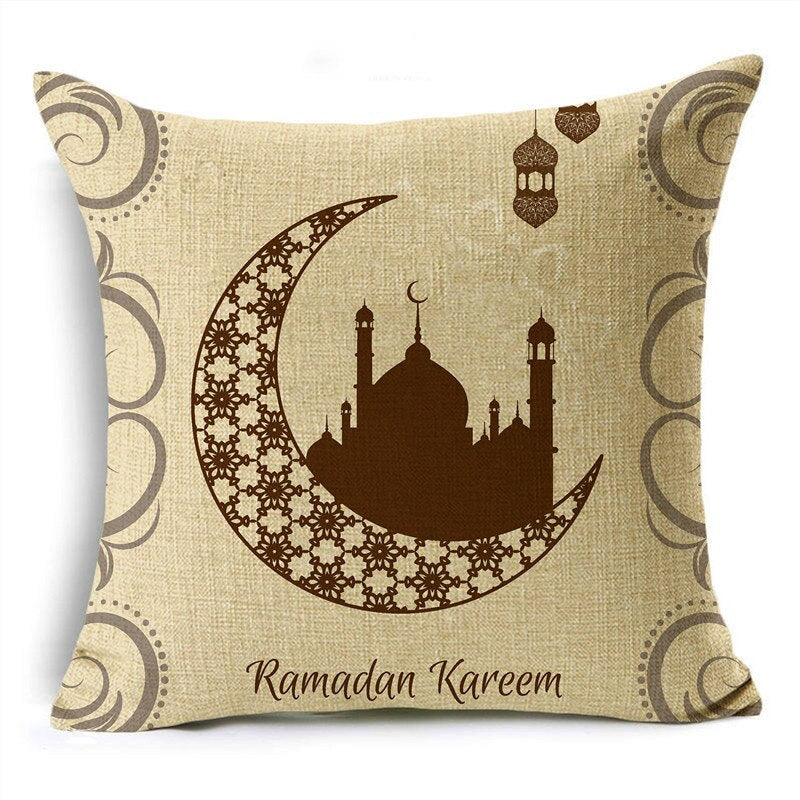 SPECIFICATIONSis_customized: YesUse: SeatUse: carUse: ChairUse: DecorativeTechnics: HANDMADEStyle: PlainShape: SquareSet Type: NOPattern Type: PrintPattern: PRINTEDOOMIO Ramadan Decoration Pillowcase EID Mubarak Decor