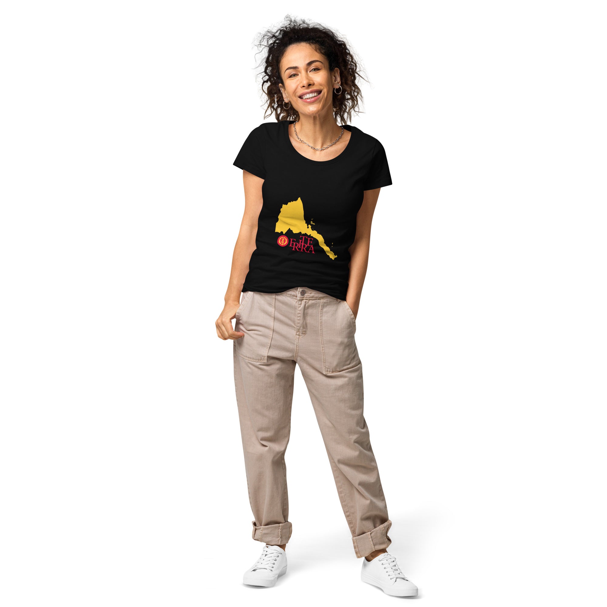 Comfortable, casual, and so soft—this women’s basic organic t-shirt will quickly become your go-to tee. Order your next eco-friendly essential and enjoy feeling cozyEritrea map Women’